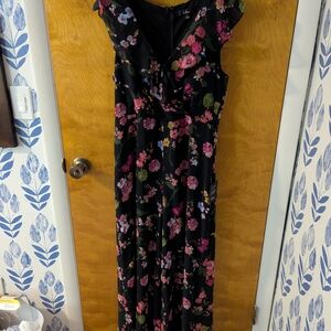 Lulu's Black Floral Wideleg Jumpsuit